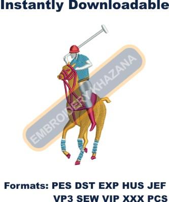 Horse Riding With Polo Embroidery Design