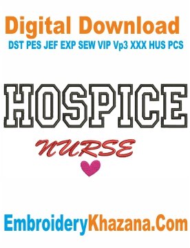 Hospice Nurse Applique Embroidery Design