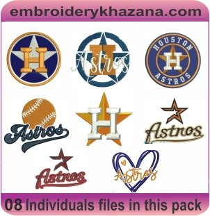 Houston Astros Logo Embroidery Designs Bundle