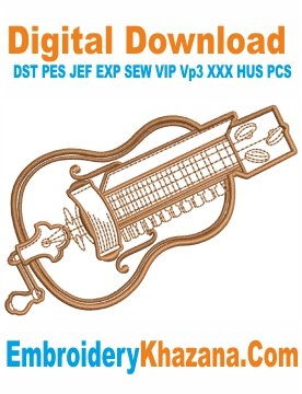 Hurdy Gurdy Musical Instrument Embroidery Design