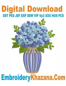 Hydrangea Vase Embroidery Design
