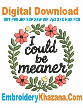 I Could Be Meaner Embroidery Designs