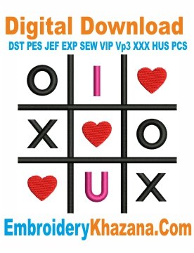 I Love You Xo Valentine Embroidery Design