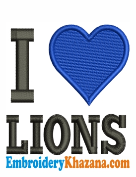 I Love Detroit Lions Embroidery Design