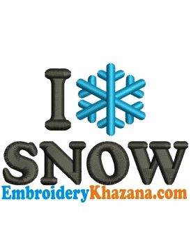 I Love Snow Embroidery Design