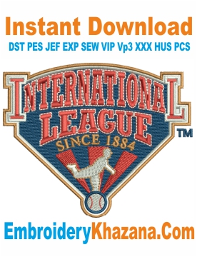 International League Baseball Embroidery Design