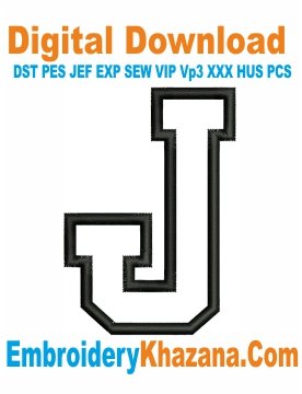 J Letter Applique Embroidery Design