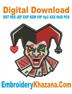 Joker Cards Embroidery Design