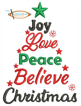Joy Love Peace Embroidery Design