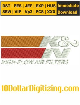 K and N Filters Logo Embroidery Design