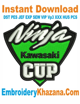 Kawasaki Ninja Cup Motorcycle Logo Embroidery Design