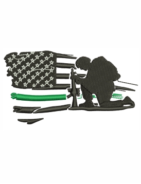 Kneeling Soldier Flag Embroidery Design
