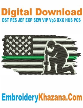Kneeling Soldier Flag Embroidery Designs