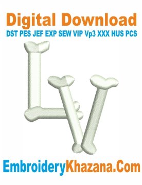 LV Bones 3D Puff Embroidery Design