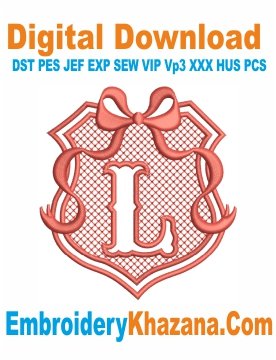 Embossed Monogram L Embroidery Design