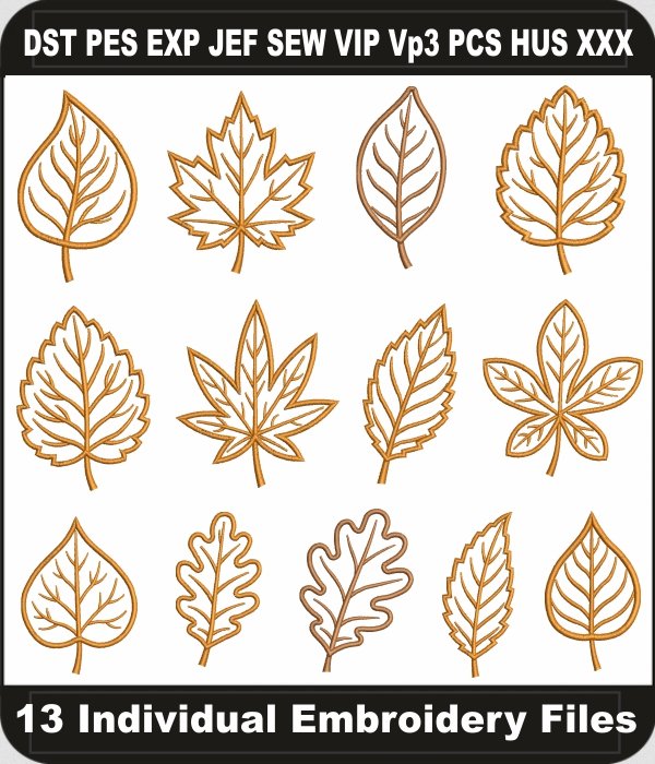 Fall Leaves Applique Embroidery Designs Bundle
