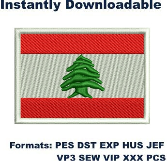 Lebanon flag embroidery design