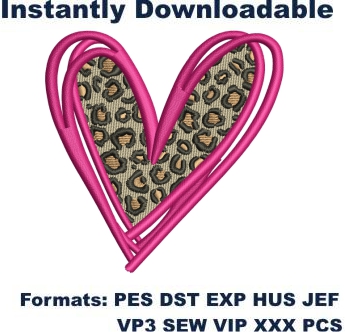 Leopard Heart embroidery design