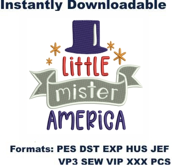 Little Mister America Embroidery Design