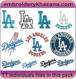 Los Angeles Dodgers Embroidery Designs Bundle