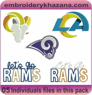 Los Angeles Rams Logo Embroidery Designs Bundle