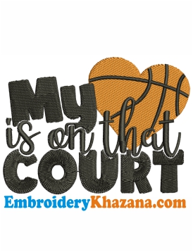 Love Volleyball Court Embroidery Design