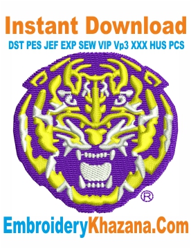 LSU Tigers Logo Embroidery Design