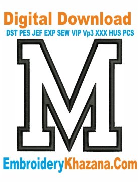 M Letter Applique Embroidery Design