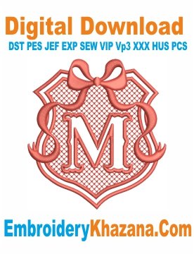 Embossed Monogram M Embroidery Design