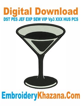 Martini Glass Embroidery Design