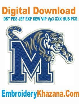 Memphis Tigers Logo Embroidery Design