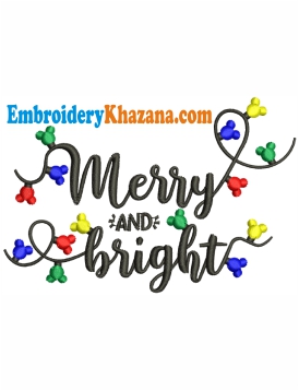 Merry and Bright Christmas Embroidery Design