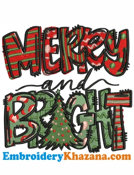 Merry and Bright Embroidery Design