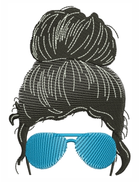 Messy Bun Women Goggle Embroidery Design