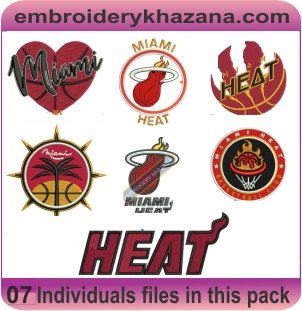 Miami Heat Logo Embroidery Designs Bundle