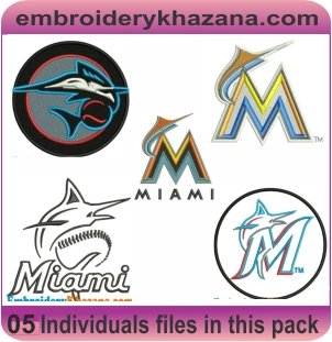 Miami Marlins Logo Embroidery Designs Bundle