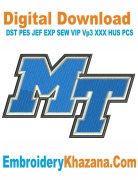 Middle Tennessee Blue Raiders Embroidery Design