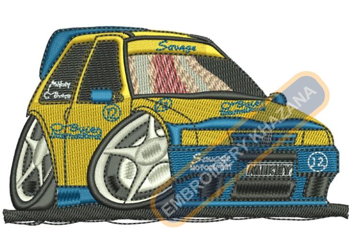 Mikey Car Embroidery Design