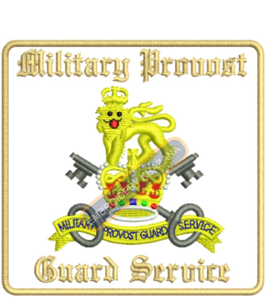 Military Provost Guard Service Badge Embroidery Deisgn