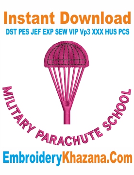 Military Parachute School Crest Embroidery Design