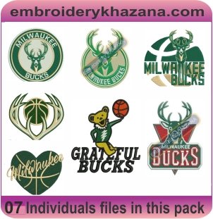 Milwaukee Bucks Logo Embroidery Designs Bundle