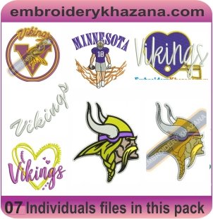 Minnesota Vikings Logo Embroidery Designs Bundle