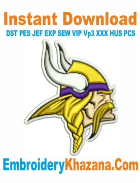 Minnesota Vikings Logo 3d Puffy Embroidery Design