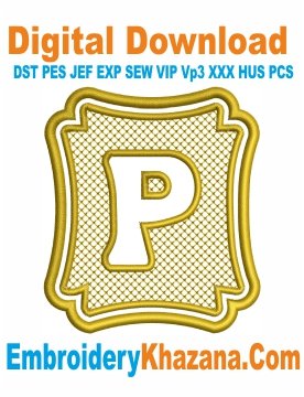 Monogram Font P Embroidery Design