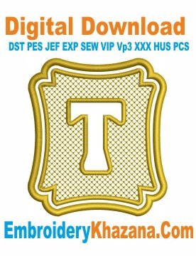 Monogram Font T Embroidery Design