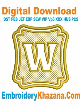 Monogram Font W Embroidery Design