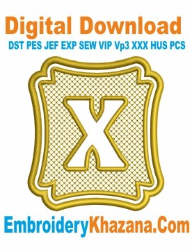 Monogram Font X Embroidery Design
