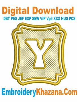 Monogram Font Y Embroidery Design