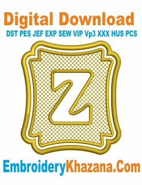 Monogram Font Z Embroidery Design