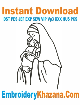 Mother Mary with Child Jesus Embroidery Design